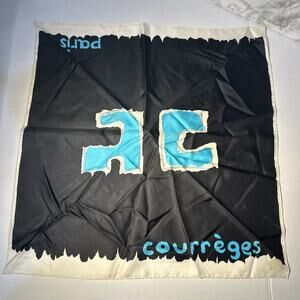 Vintage Courrèges Silk Logo Scarf – Rare 1960s AC Monogram – Mod French Designer